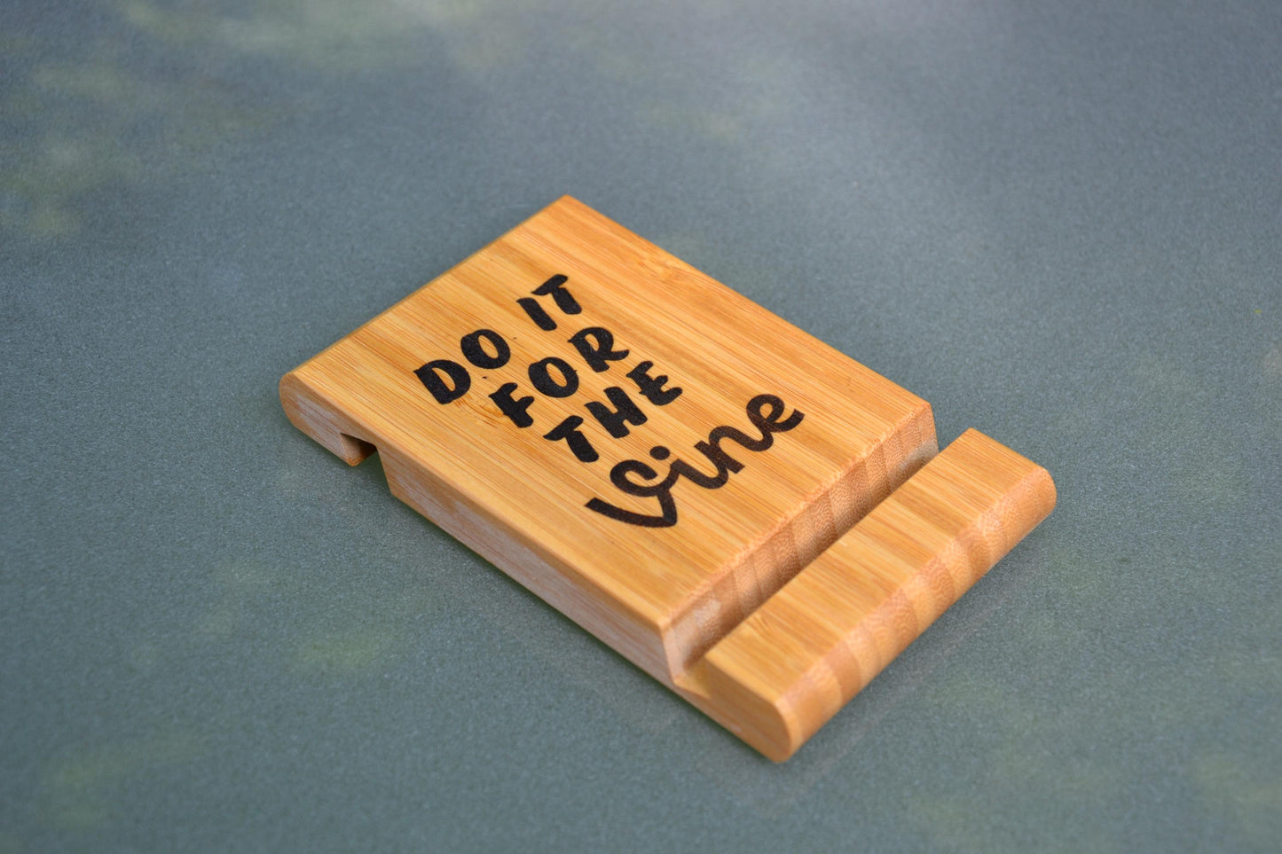 Do it for the Vine - Wooden Phone Holder (also works for Kindle or Small Tablets) // Bedside Alarm Clock Office Desk Tidy Stationary