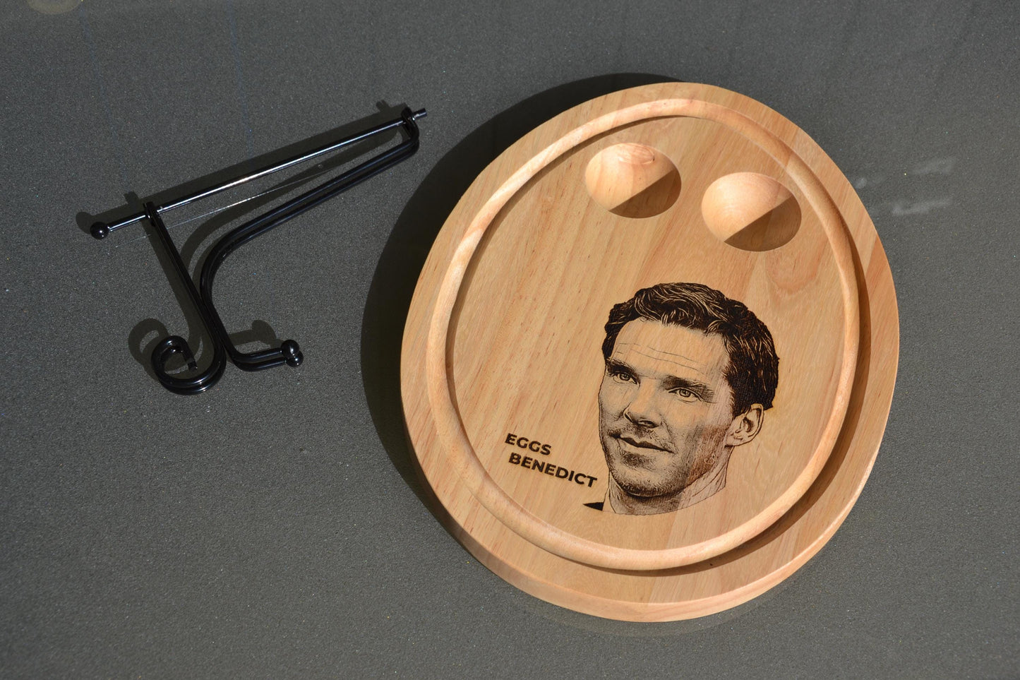 Eggs Benedict Breakfast Serving Board // Benedict Cumberbatch inspired funny bamboo kitchenware