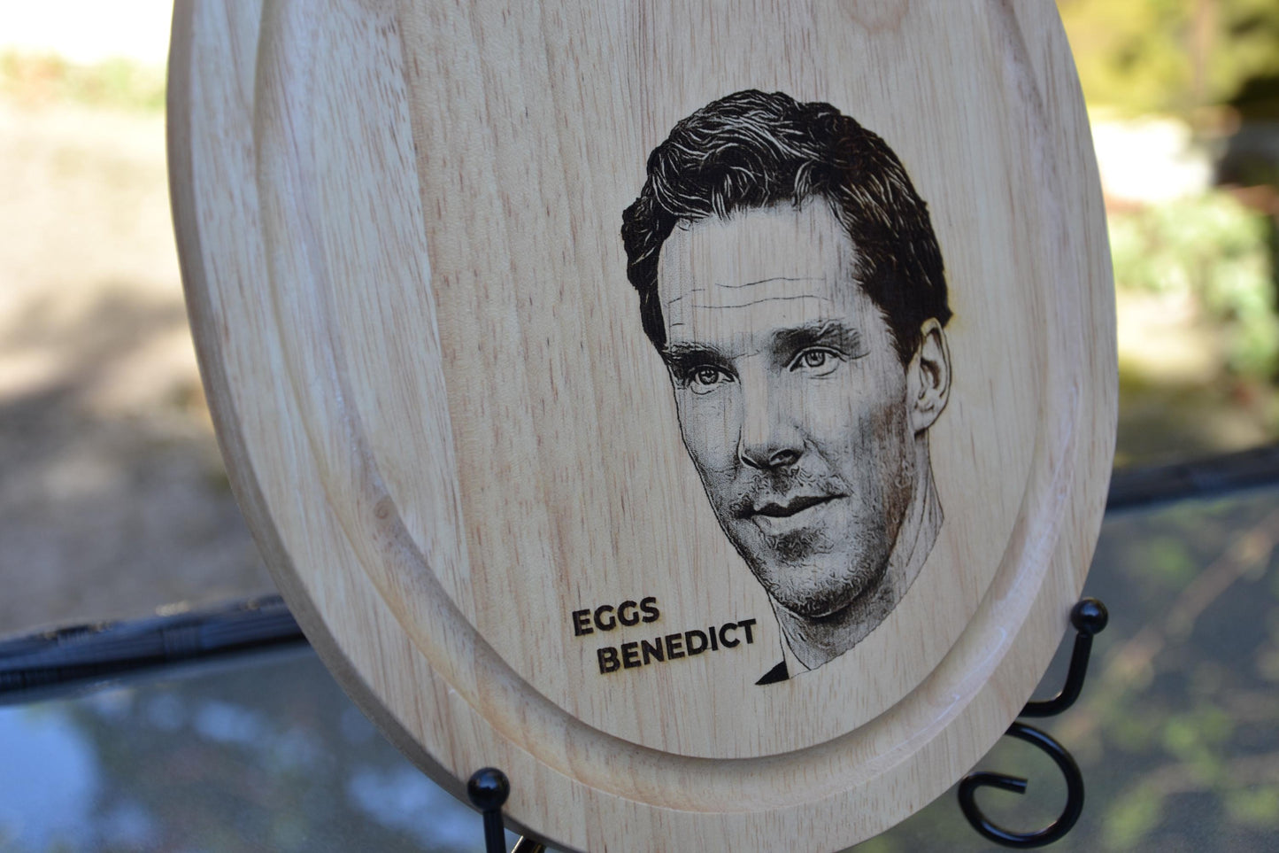 Eggs Benedict Breakfast Serving Board // Benedict Cumberbatch inspired funny bamboo kitchenware