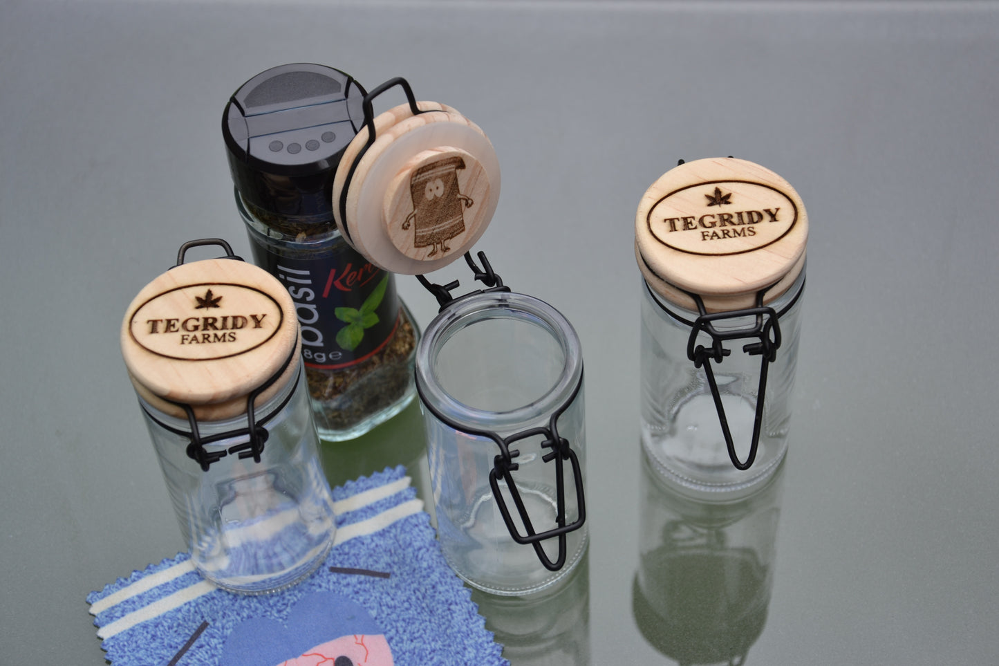 Tegridy Farms inspired Glass Herbs Storage Jar Container - Funny South Park Fan Gift Stoner Kitchen