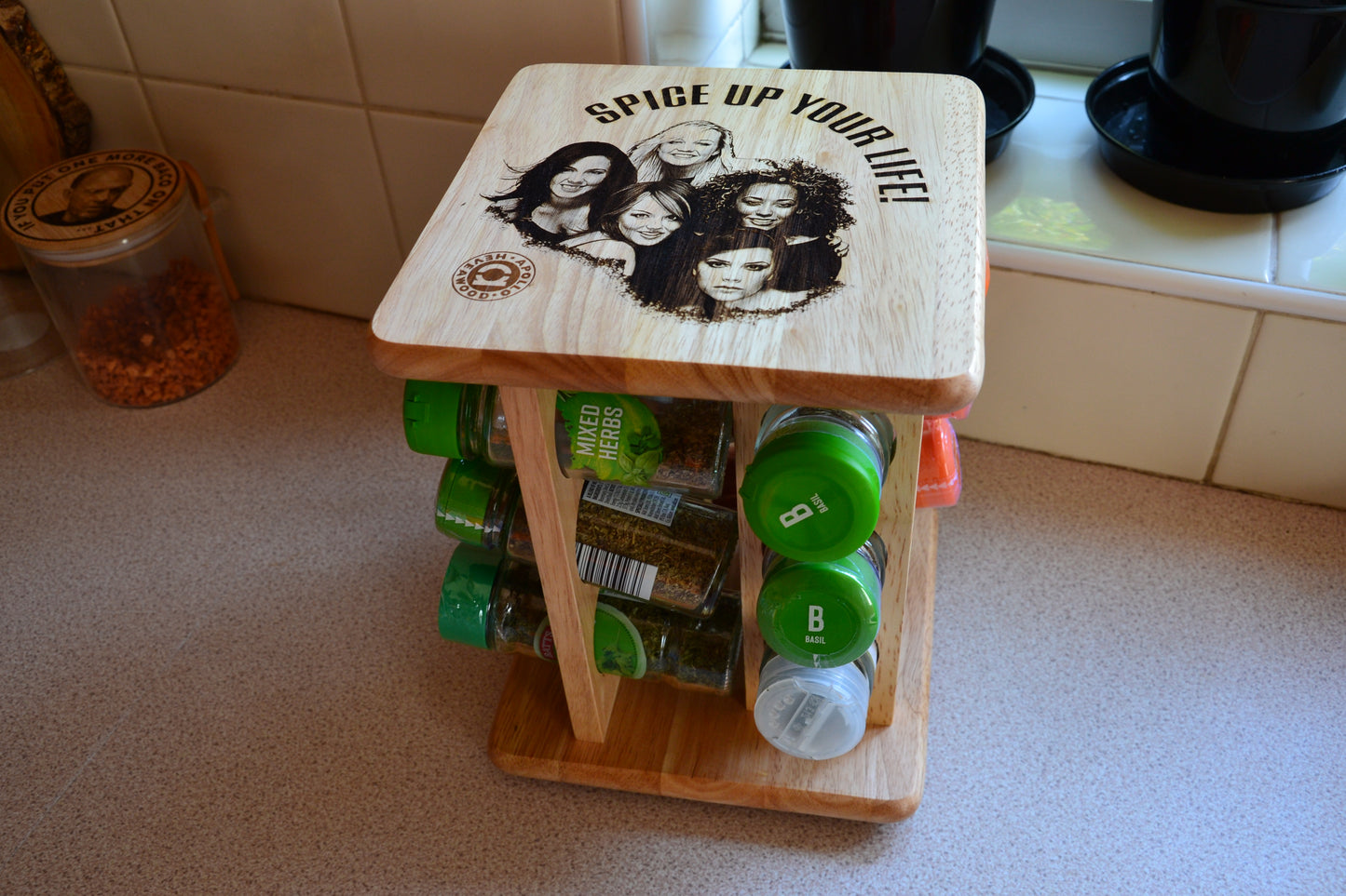 Spice up your life! - Spice Girls inspired Carousel Spice Rack // Rotating Herbs Holder Funny Kitchenware 90s kid Mothers Day Kitchen Meme