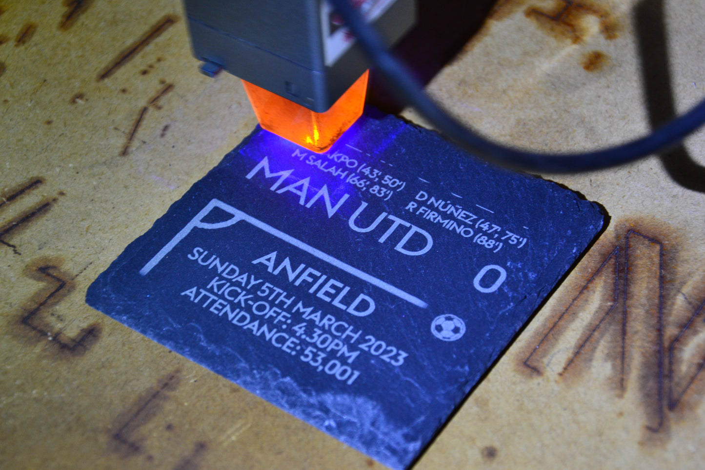 Liverpool 7 - 0 Manchester United - 2023 Premier League Game Slate Coaster // Anfield LFC YNWA Football Fans Gift Father's Day Utd Sunday 5th March