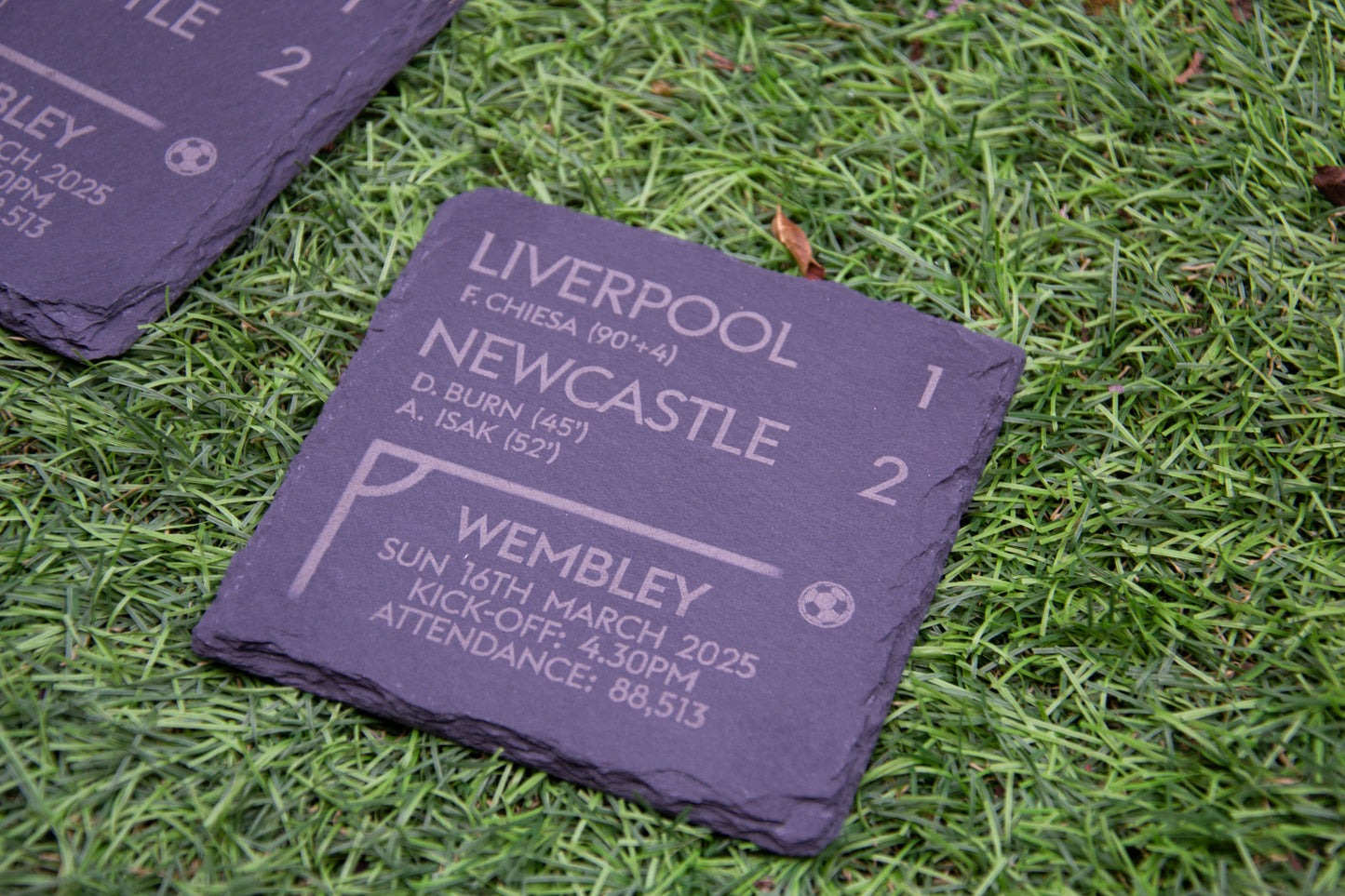 Liverpool 1 - 2 Newcastle 2 - 2025 Carabao Cup Final Game Slate Coaster // League Cup Toon Army Football Fans Gift Father's Day Wembley Utd