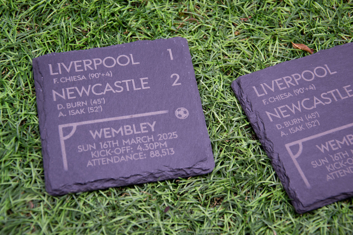 Liverpool 1 - 2 Newcastle 2 - 2025 Carabao Cup Final Game Slate Coaster // League Cup Toon Army Football Fans Gift Father's Day Wembley Utd