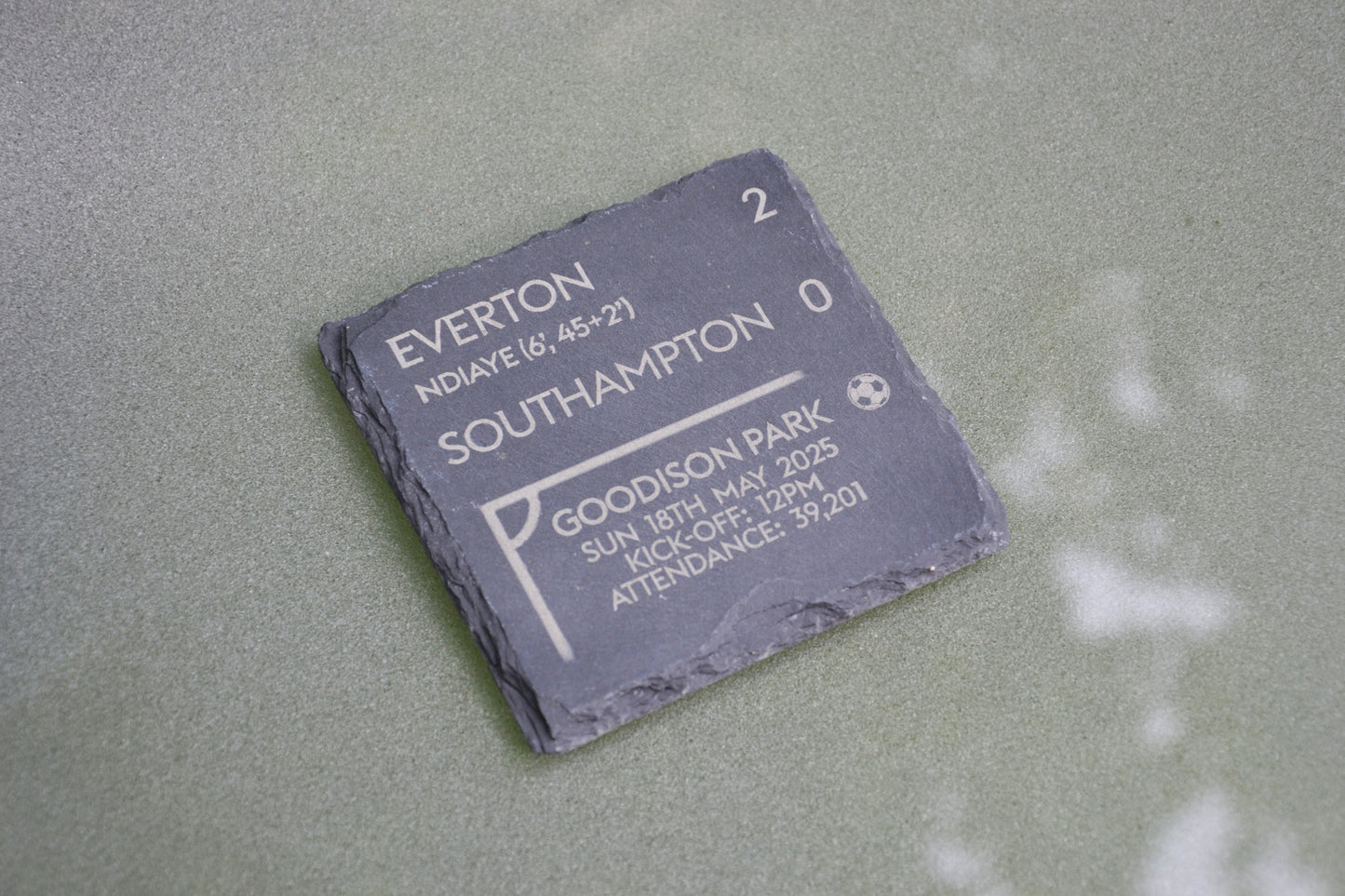 Everton 2 - 0 Southampton - Goodison Park Final Match Slate Coaster // Score Memorabilia Historic Toffee's Father's Day Gift
