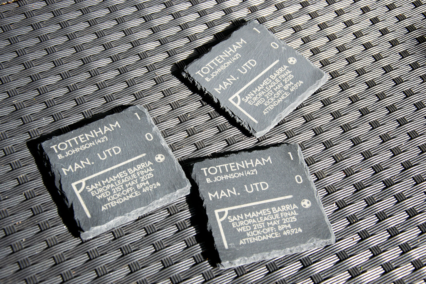 Tottenham 1 - 0 Man. Utd - Europa League Cup Final Slate Coaster // Score Memorabilia Historic COYS Spurs Hotspurs Father's Day Gift