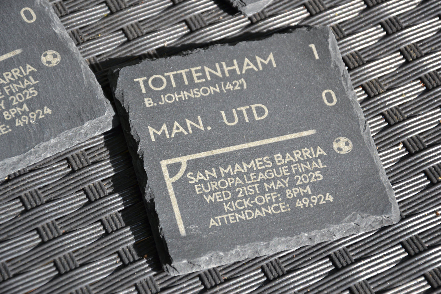Tottenham 1 - 0 Man. Utd - Europa League Cup Final Slate Coaster // Score Memorabilia Historic COYS Spurs Hotspurs Father's Day Gift
