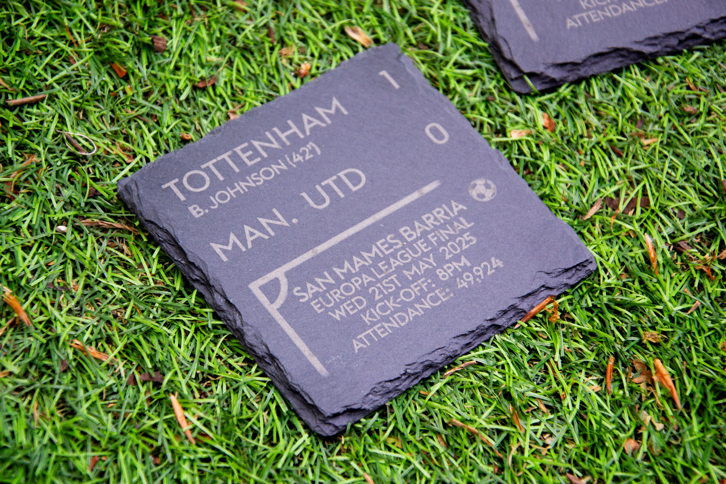 Tottenham 1 - 0 Man. Utd - Europa League Cup Final Slate Coaster // Score Memorabilia Historic COYS Spurs Hotspurs Father's Day Gift