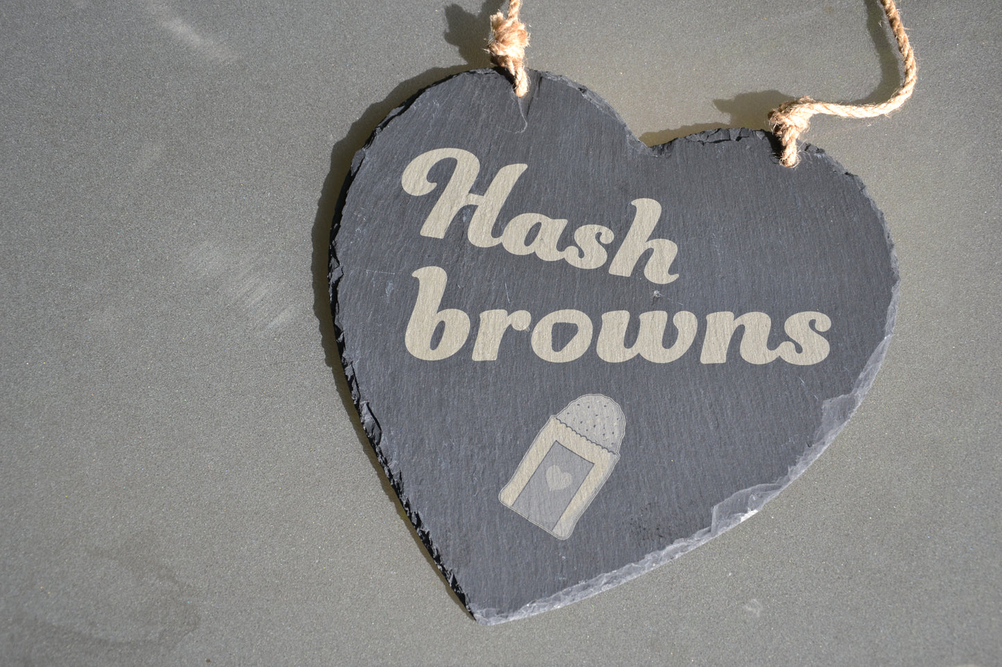 Hash Browns - Hanging Slate Heart Sign (24cm) // Chic House Decor Housewarming Restaurant White Girl Alternative Funny Meme Quirky Kitsch (Copy)