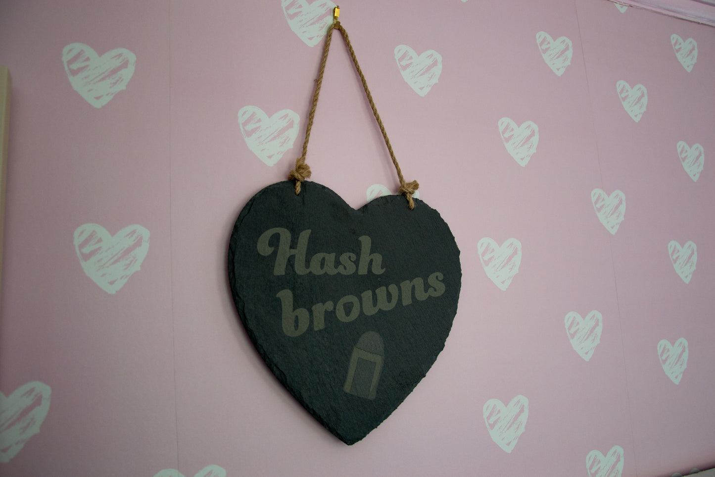 Hash Browns - Hanging Slate Heart Sign (24cm) // Chic House Decor Housewarming Restaurant White Girl Alternative Funny Meme Quirky Kitsch (Copy)
