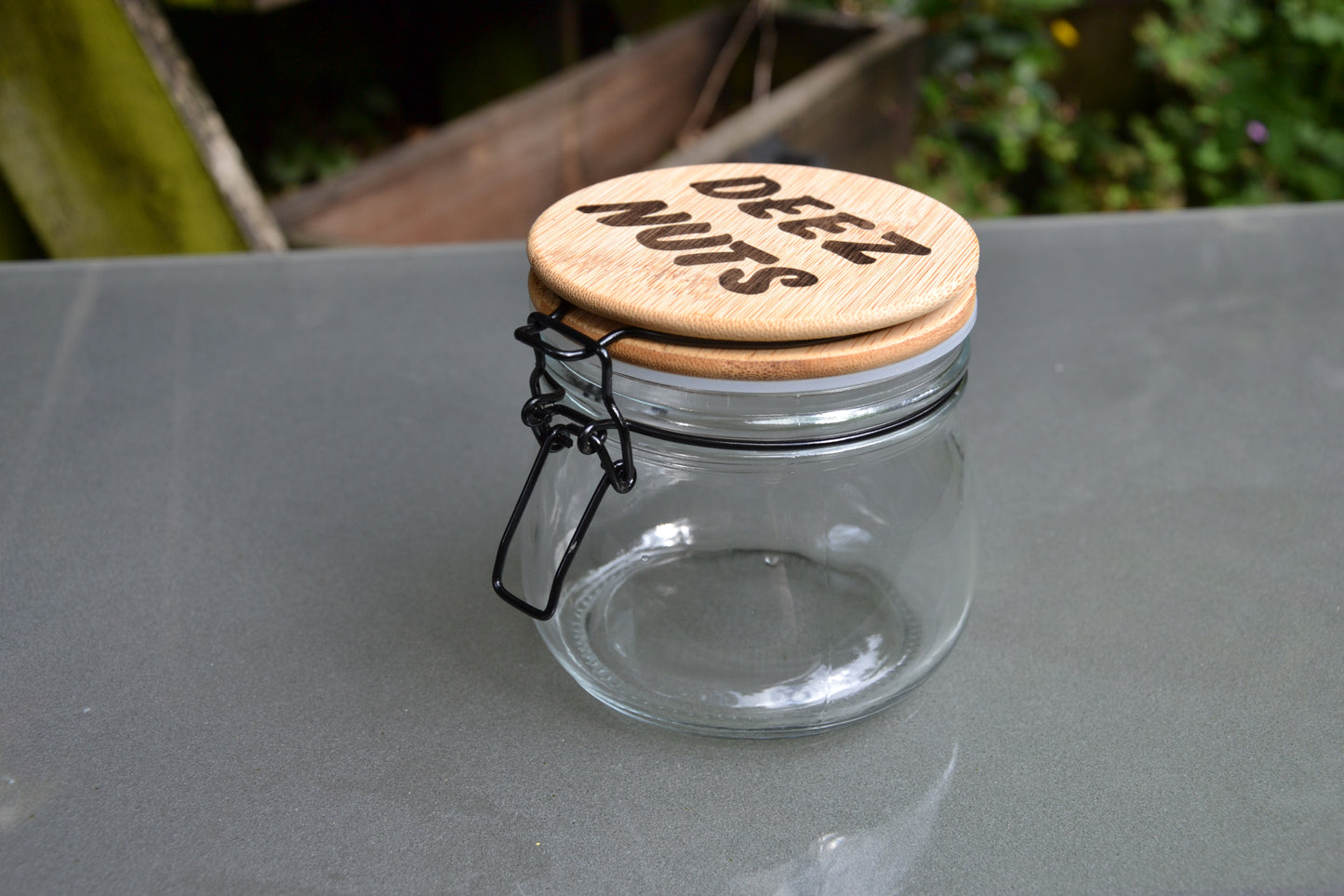 Deez Nuts - Glass Peanut Jar (Ha got eem) 500ml Kitchen Storage // Meme Classic Internet Video Hip Hop Culture Snack Jar