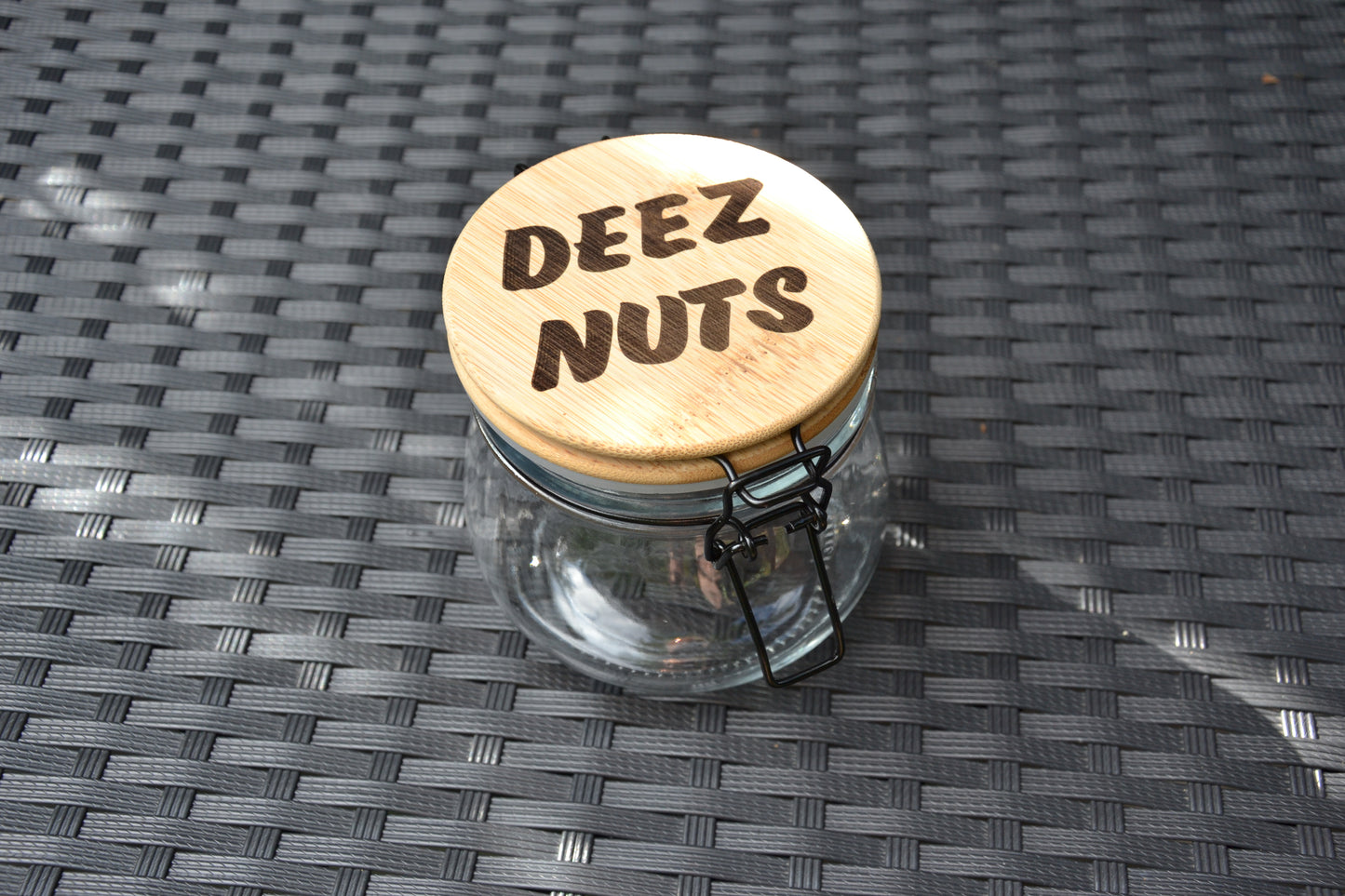 Deez Nuts - Glass Peanut Jar (Ha got eem) 500ml Kitchen Storage // Meme Classic Internet Video Hip Hop Culture Snack Jar