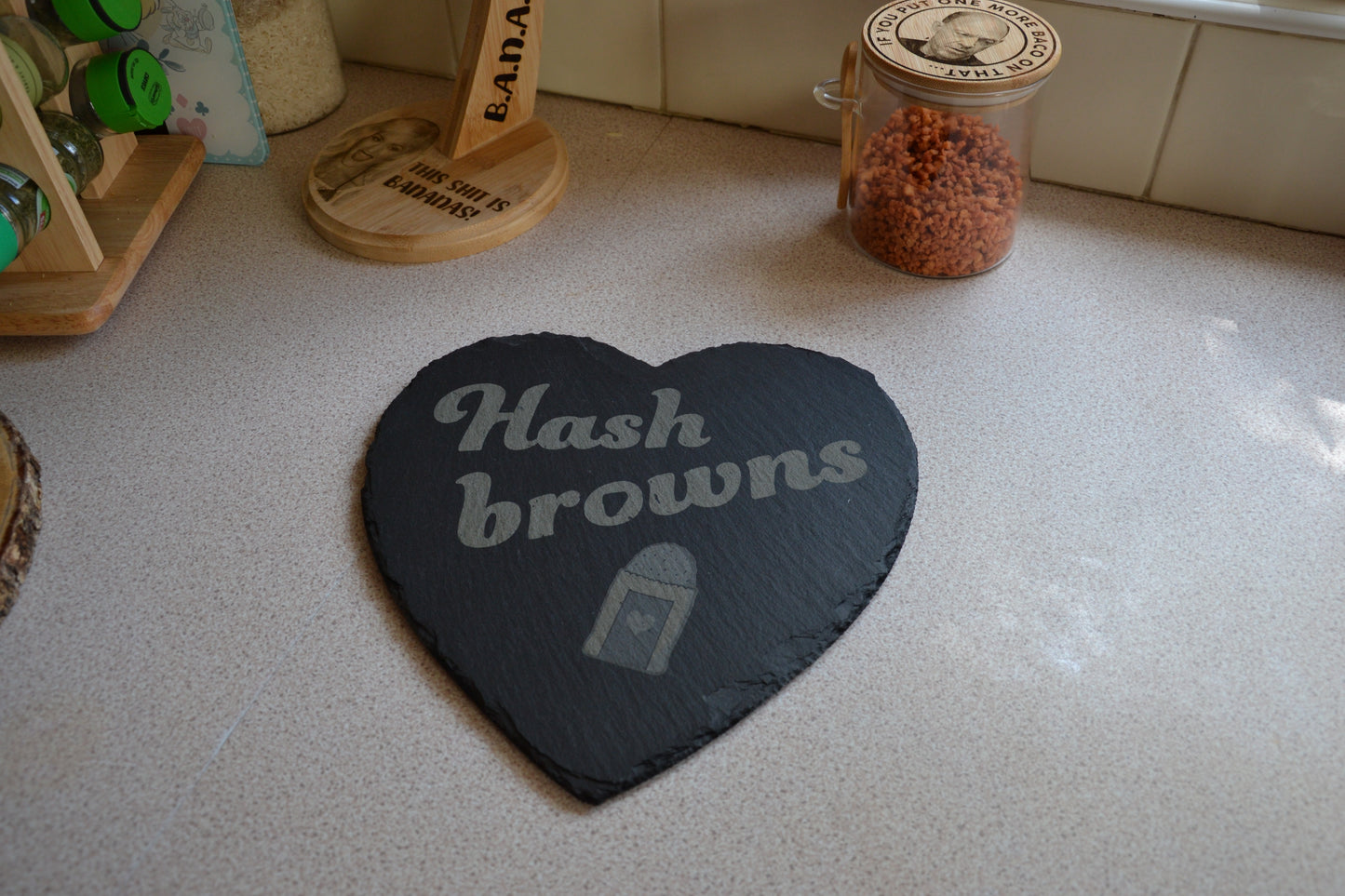 Hash Browns - Hanging Slate Heart Sign (24cm) // Chic House Decor Housewarming Restaurant White Girl Alternative Funny Meme Quirky Kitsch (Copy)