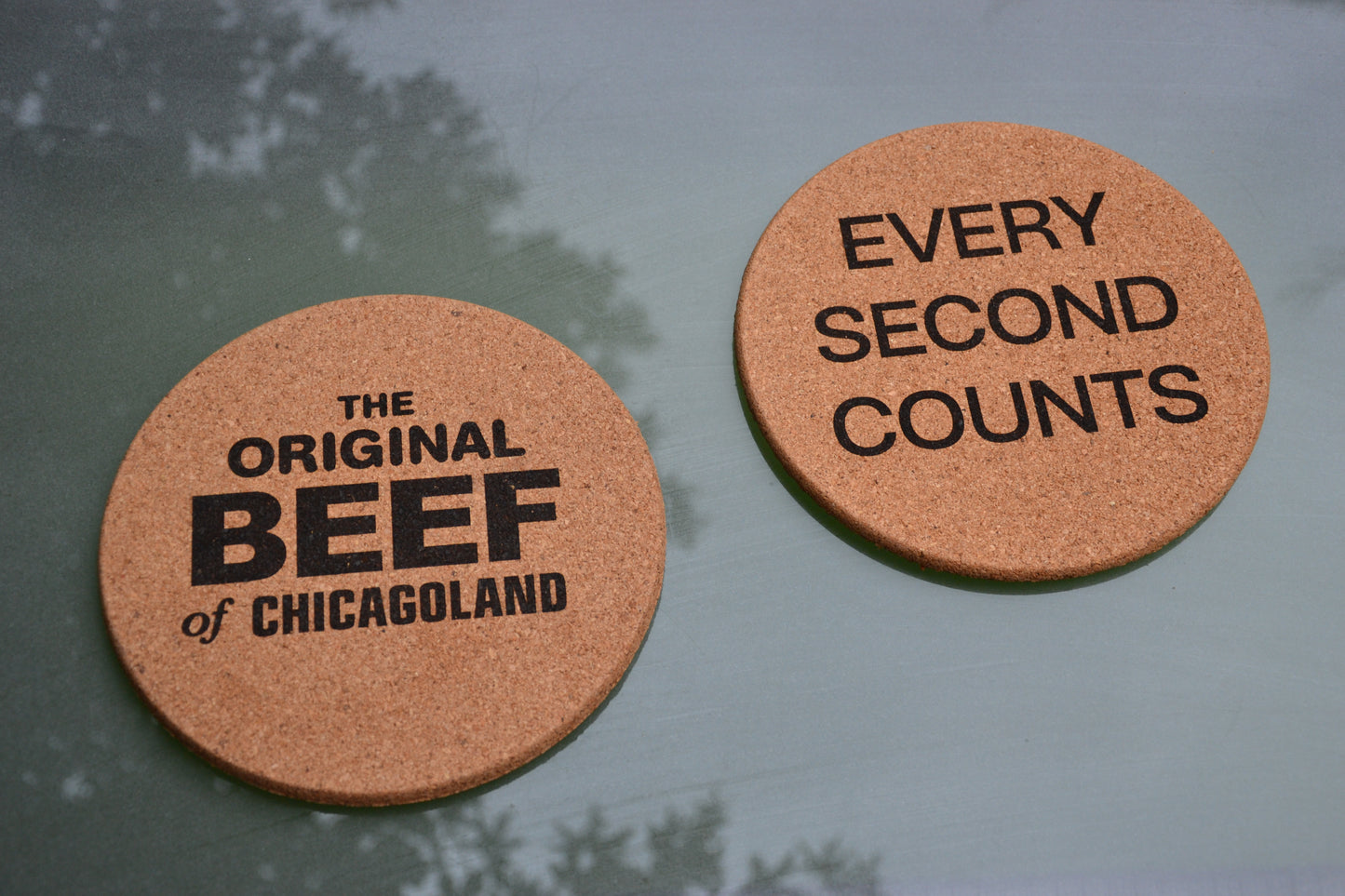 Every Second Counts + Original Beef of Chicagoland cork trivets placemats // Kitchen cork heat protection mat placemat The Bear inspired