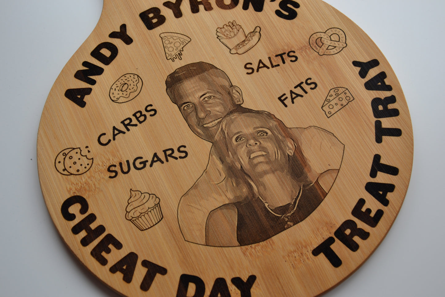 Andy Byron's Cheat Day Treat Tray - Bamboo Serving Paddle // Meme Kitchenware Viral Coldplay Clip