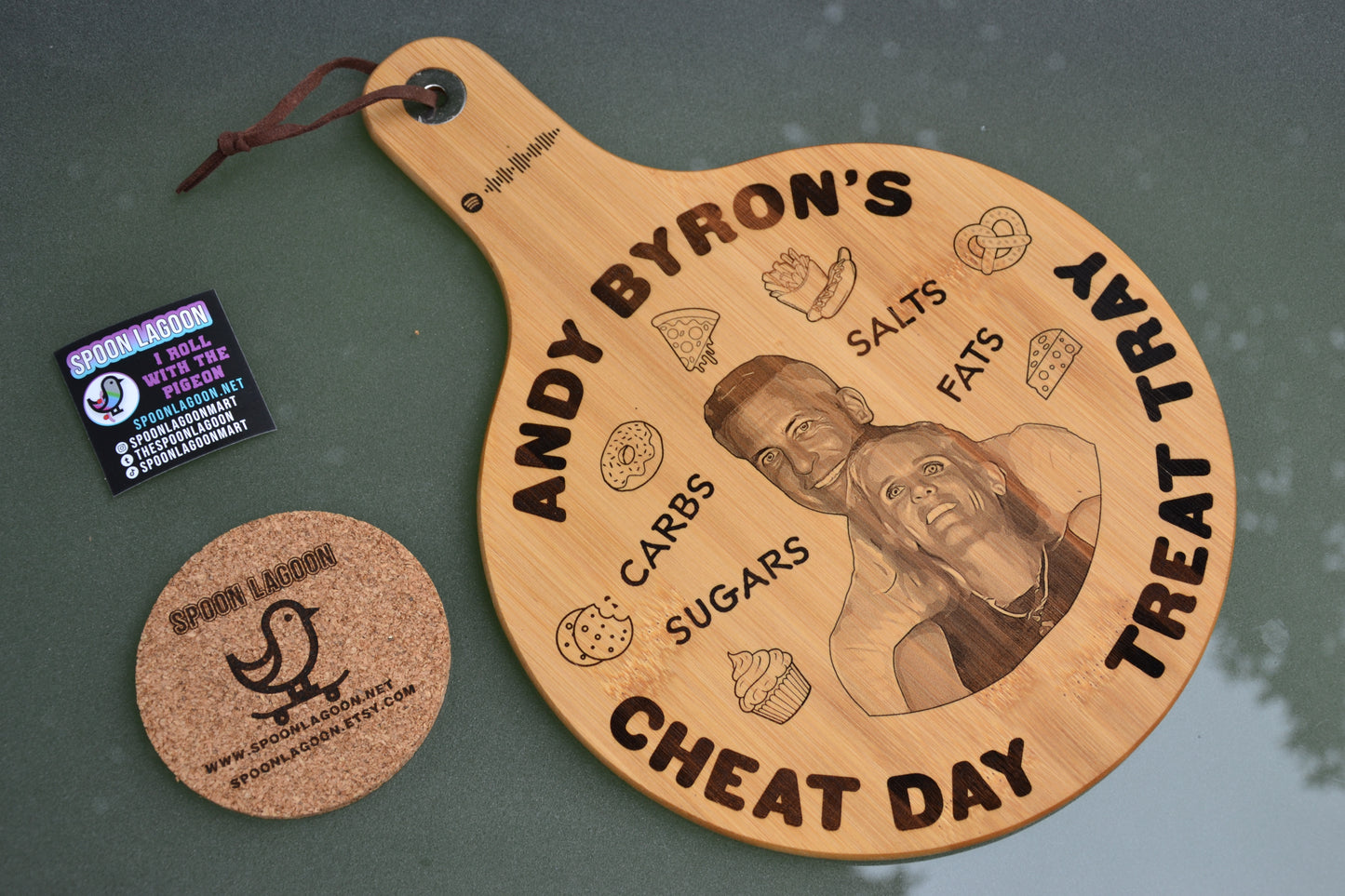 Andy Byron's Cheat Day Treat Tray - Bamboo Serving Paddle // Meme Kitchenware Viral Coldplay Clip