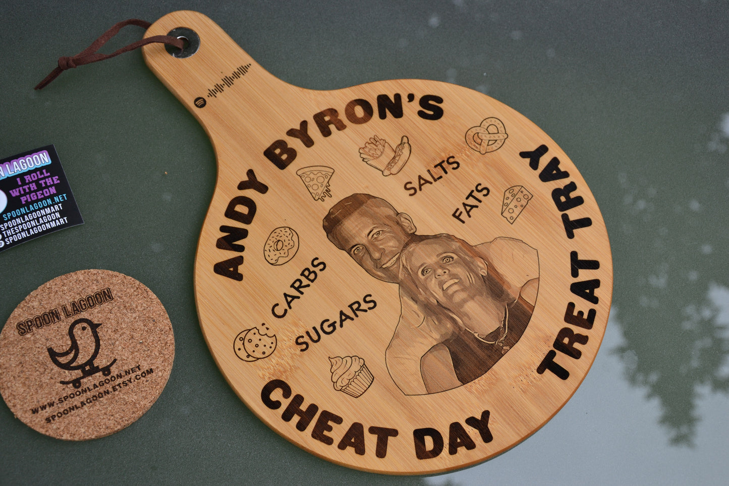 Andy Byron's Cheat Day Treat Tray - Bamboo Serving Paddle // Meme Kitchenware Viral Coldplay Clip
