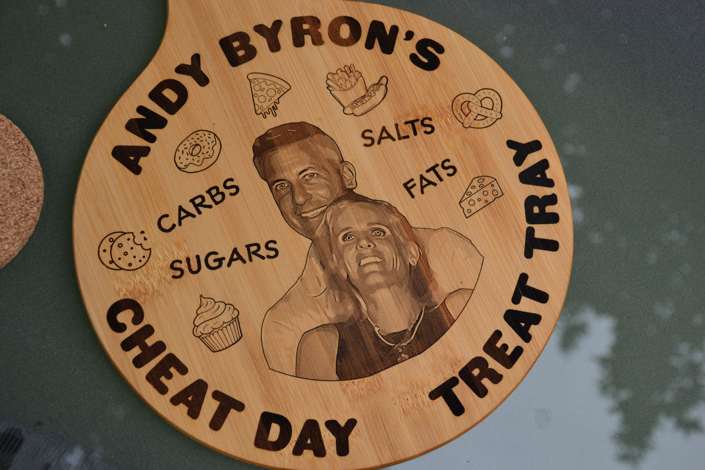 Andy Byron's Cheat Day Treat Tray - Bamboo Serving Paddle // Meme Kitchenware Viral Coldplay Clip