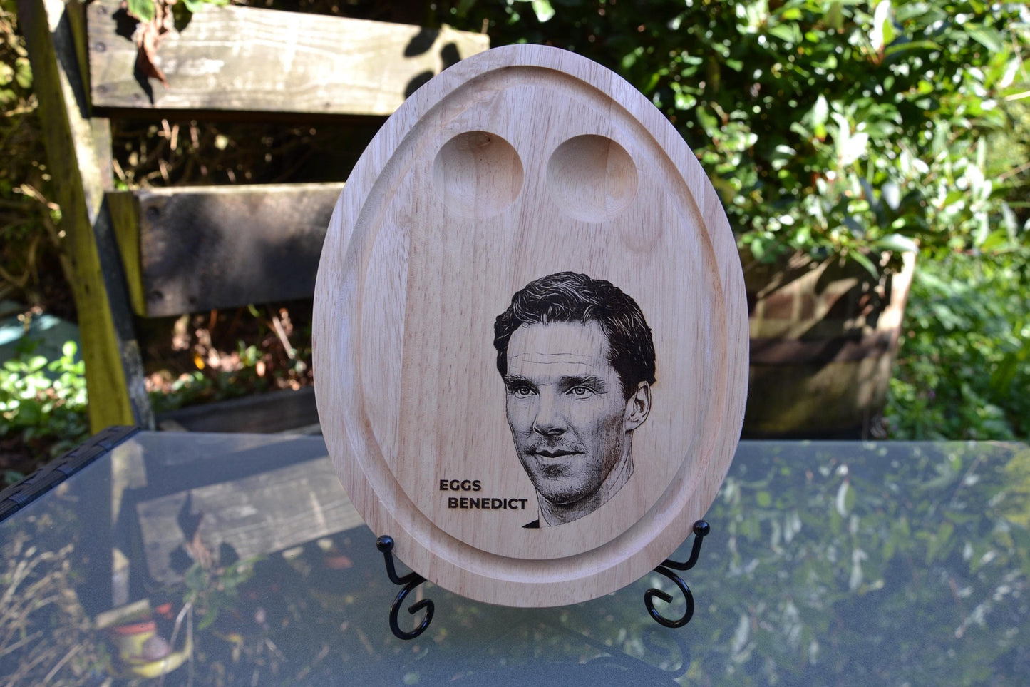 Eggs Benedict Breakfast Serving Board // Benedict Cumberbatch inspired funny bamboo kitchenware