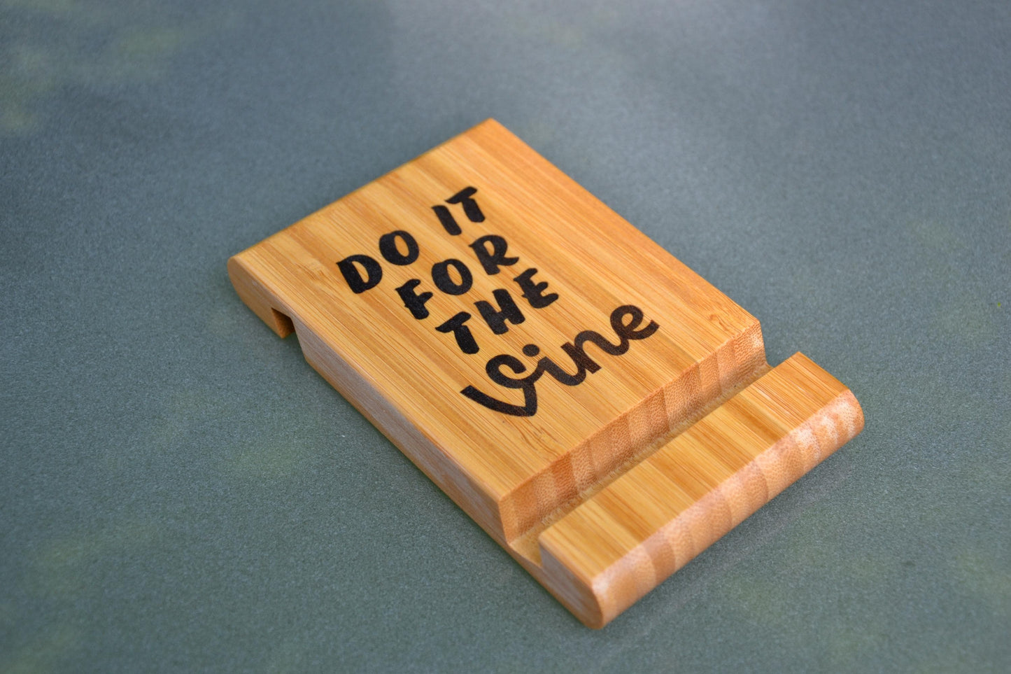 Do it for the Vine - Wooden Phone Holder (also works for Kindle or Small Tablets) // Bedside Alarm Clock Office Desk Tidy Stationary