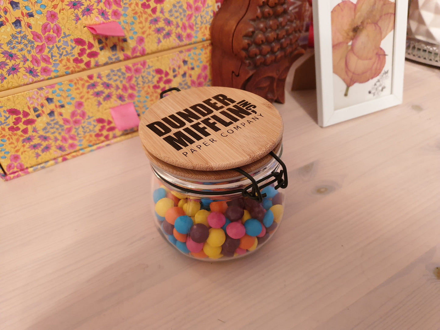 Dunder Mifflin - Glass Candy Sweet Jar // The Office US Inspired Gift 11cm x 11cm 11cm