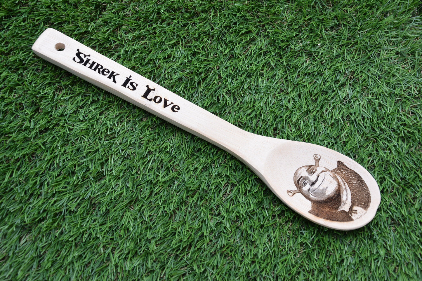 Shrek Kitchen Spoon - Shrek is love Shrek is Life // Wooden Bamboo kitchen must have Dreamworks Meme