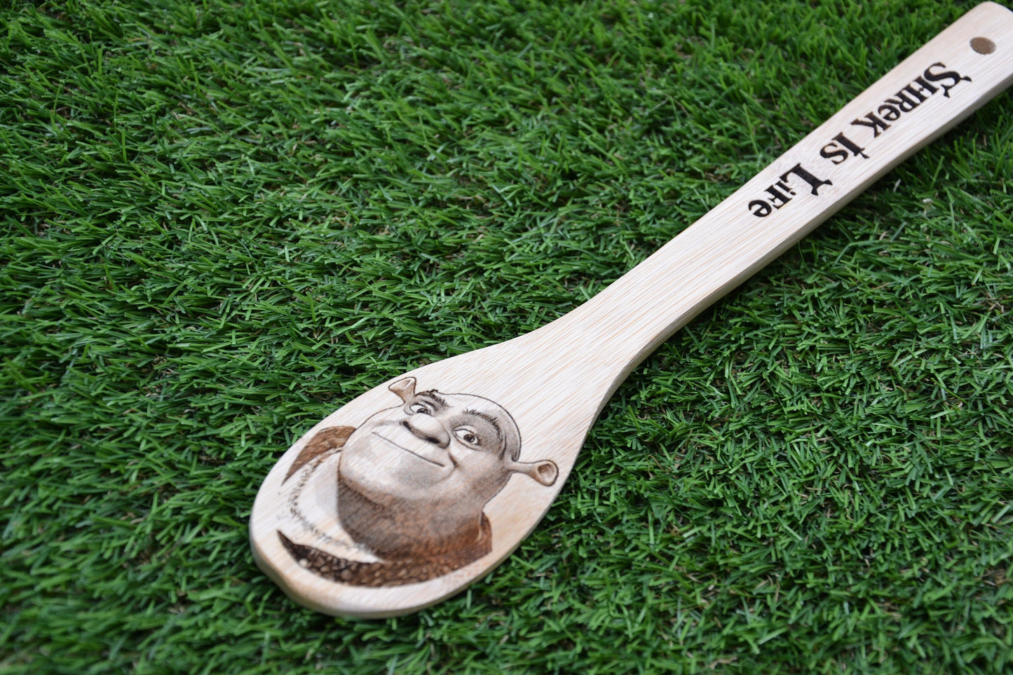Shrek Kitchen Spoon - Shrek is love Shrek is Life // Wooden Bamboo kitchen must have Dreamworks Meme