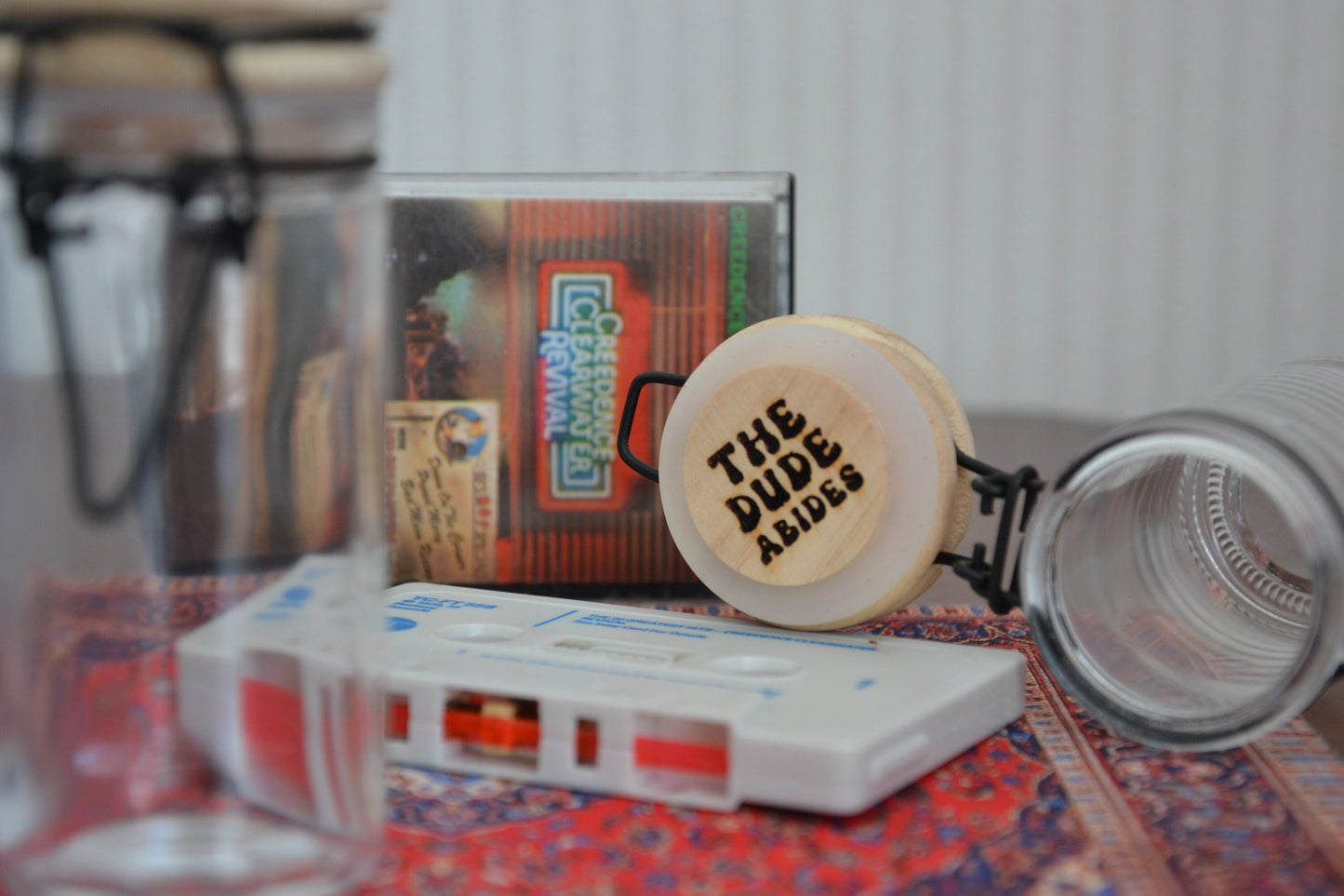 The Dude Abides - Glass Herbs/ Storage Jar Container - The Big Lebowski Fan Gift