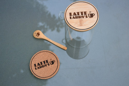 Latte Larry's Curb Your Enthusiasm - 500ml Coffee Storage Jar - Glass & Bamboo w/ spoon // Larry David Fan Gift HBO Comedy Mocha Joes