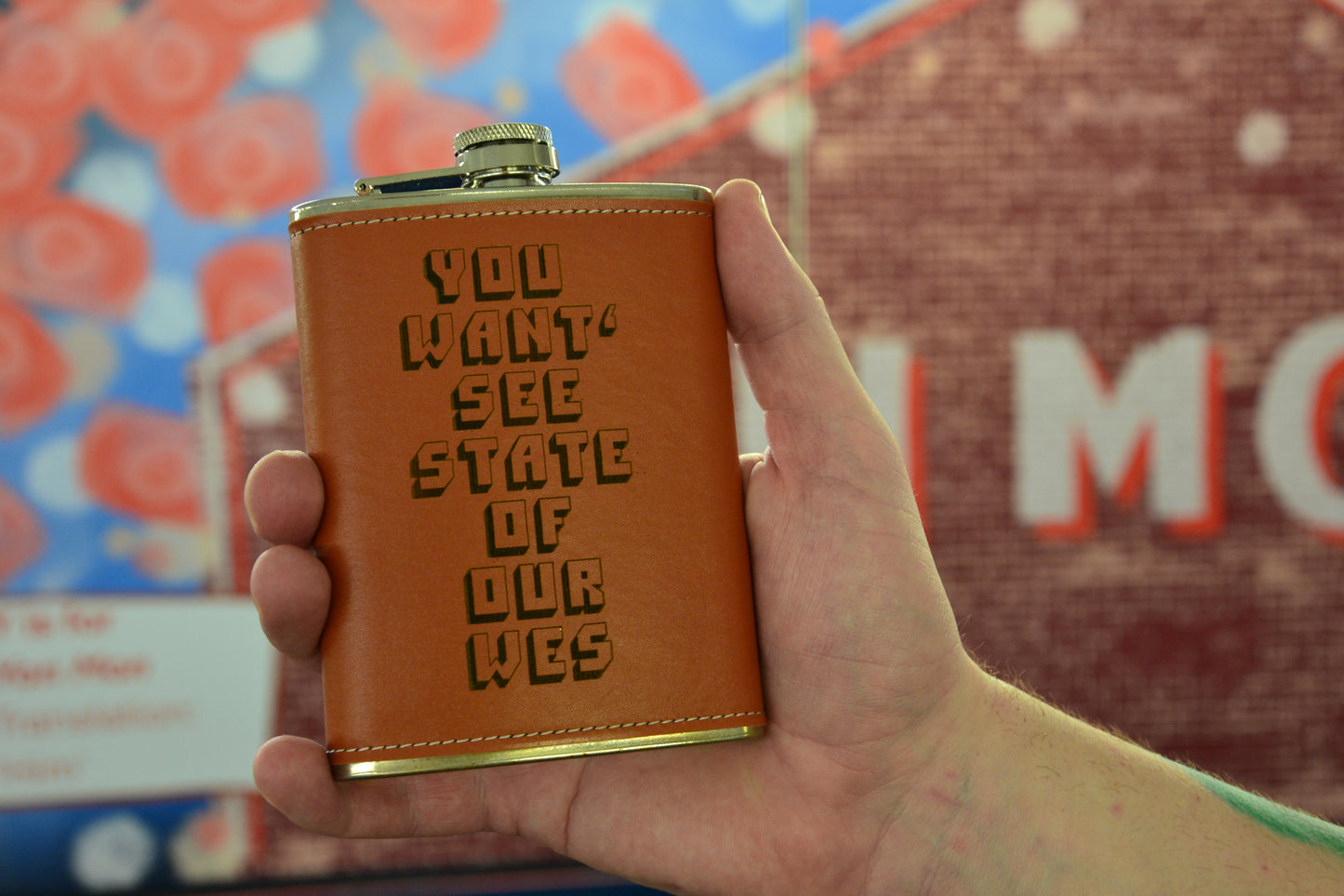 Want' see state of our Wes - Flask 240ml / 8oz Hip Flask