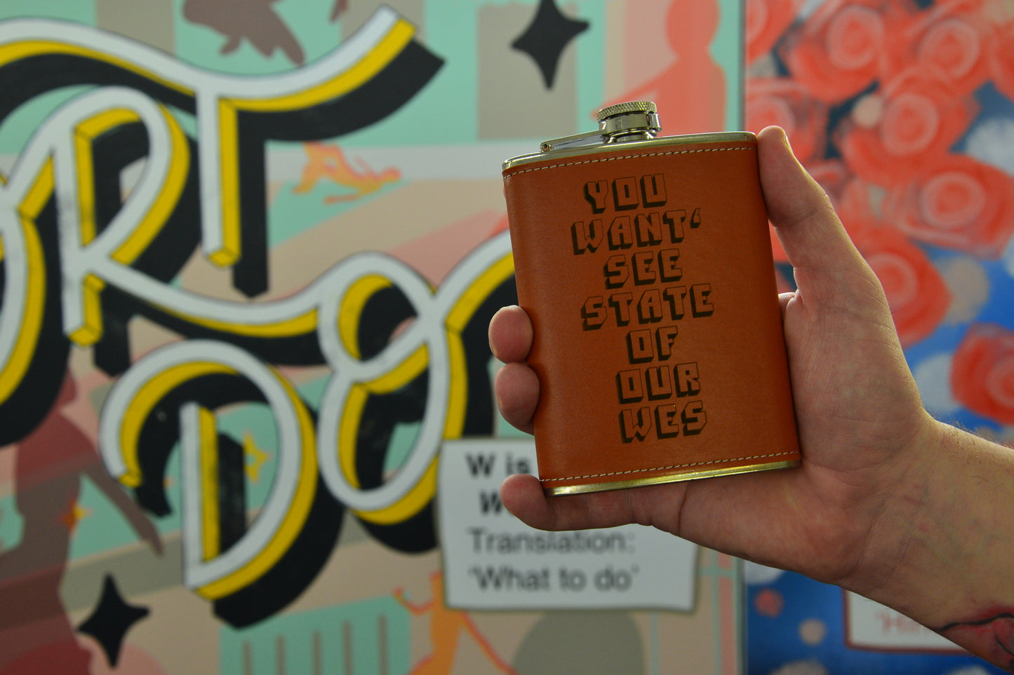 Want' see state of our Wes - Flask 240ml / 8oz Hip Flask