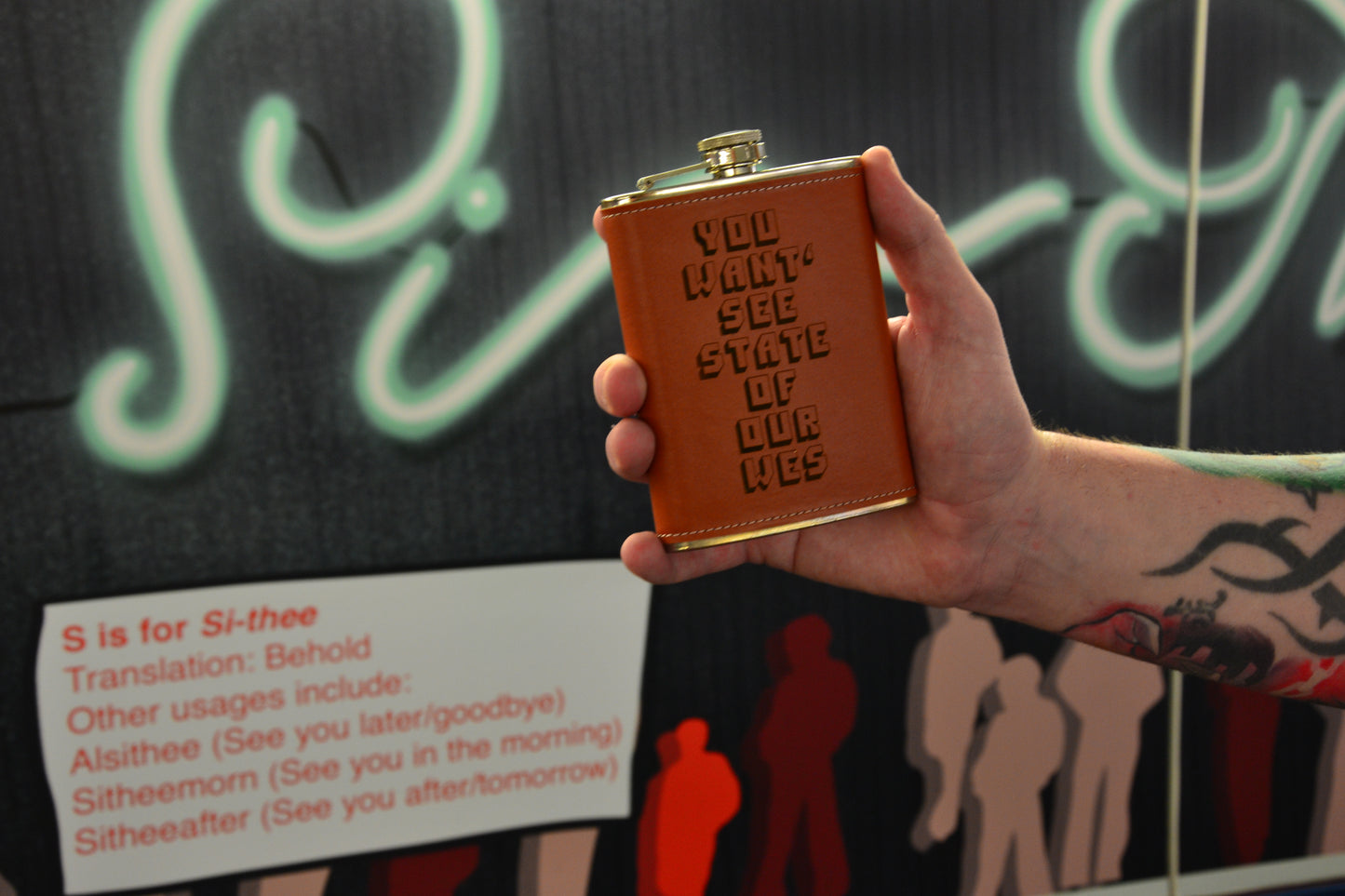 Want' see state of our Wes - Flask 240ml / 8oz Hip Flask