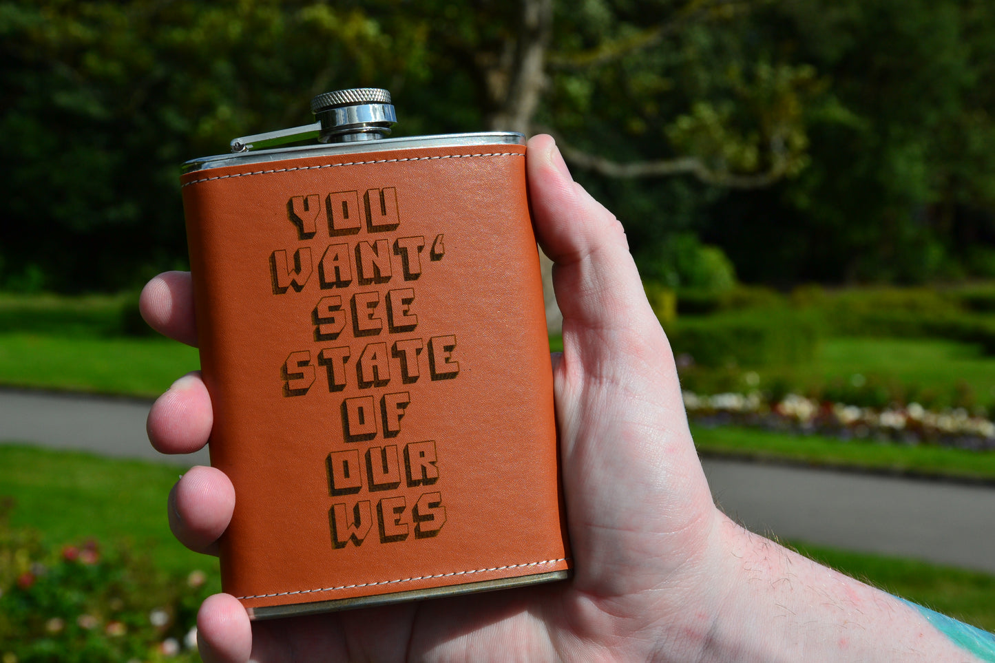 Want' see state of our Wes - Flask 240ml / 8oz Hip Flask