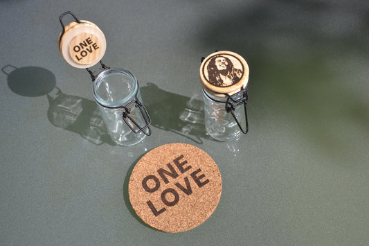 Bob Marley One Love - Glass Herbs/ Storage Jar Container - Reggae Legend Fan Gift