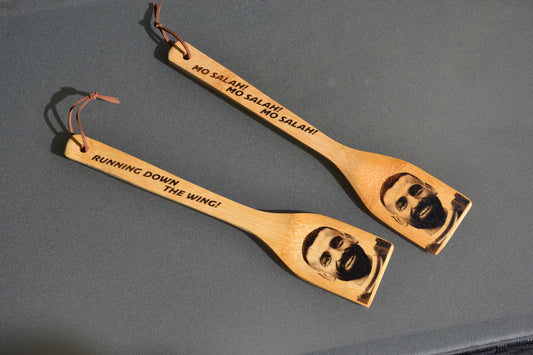 Mo Salah Kitchen Spatula - Running Down the Wing / Double sided laser engraving - Liverpool Football Father's Day LFC Fan Gift Egyptian King