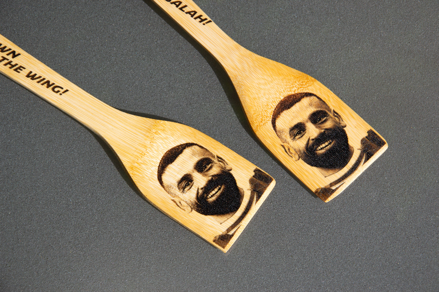 Mo Salah Kitchen Spatula - Running Down the Wing / Double sided laser engraving - Liverpool Football Father's Day LFC Fan Gift Egyptian King