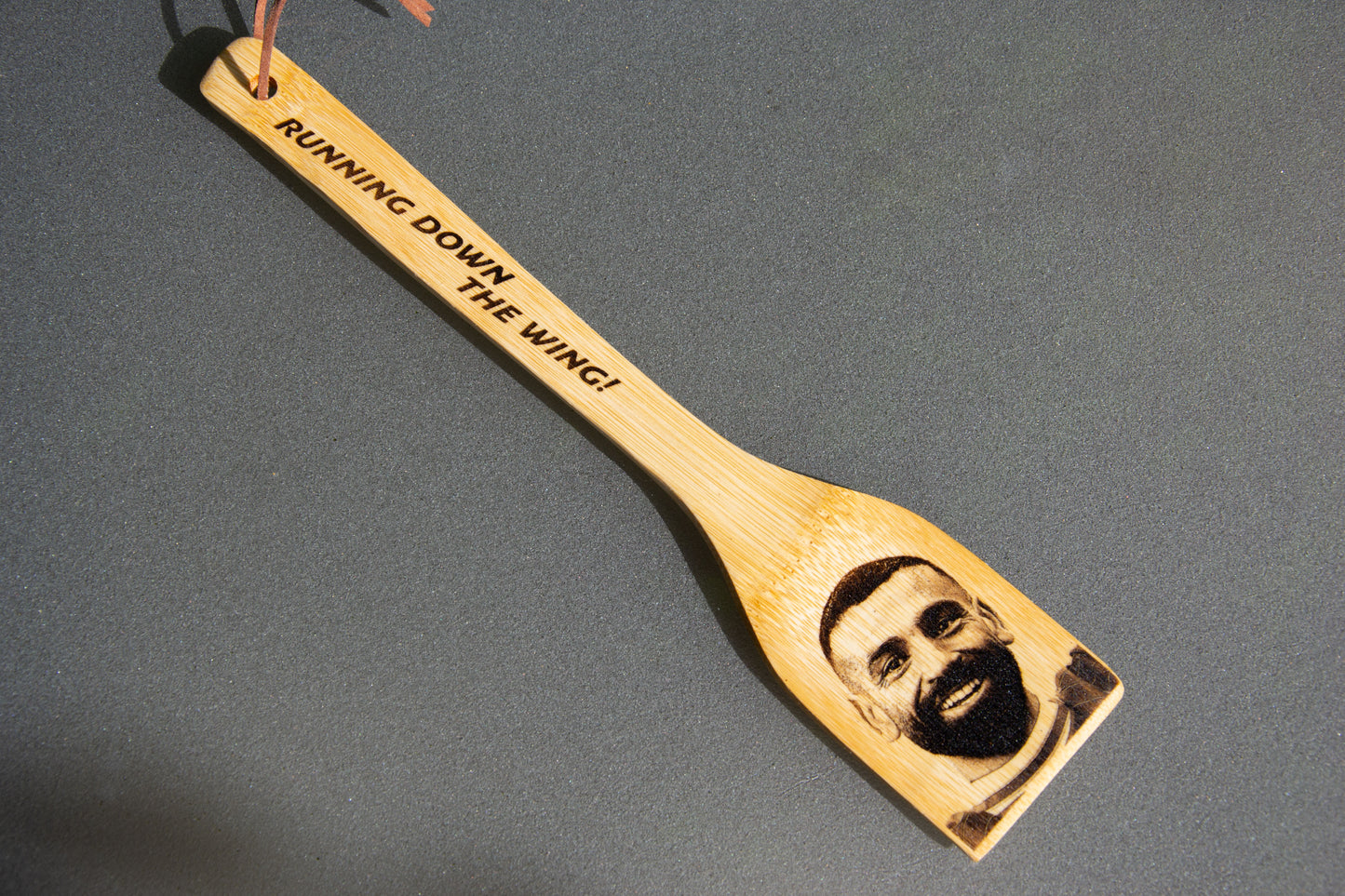 Mo Salah Kitchen Spatula - Running Down the Wing / Double sided laser engraving - Liverpool Football Father's Day LFC Fan Gift Egyptian King