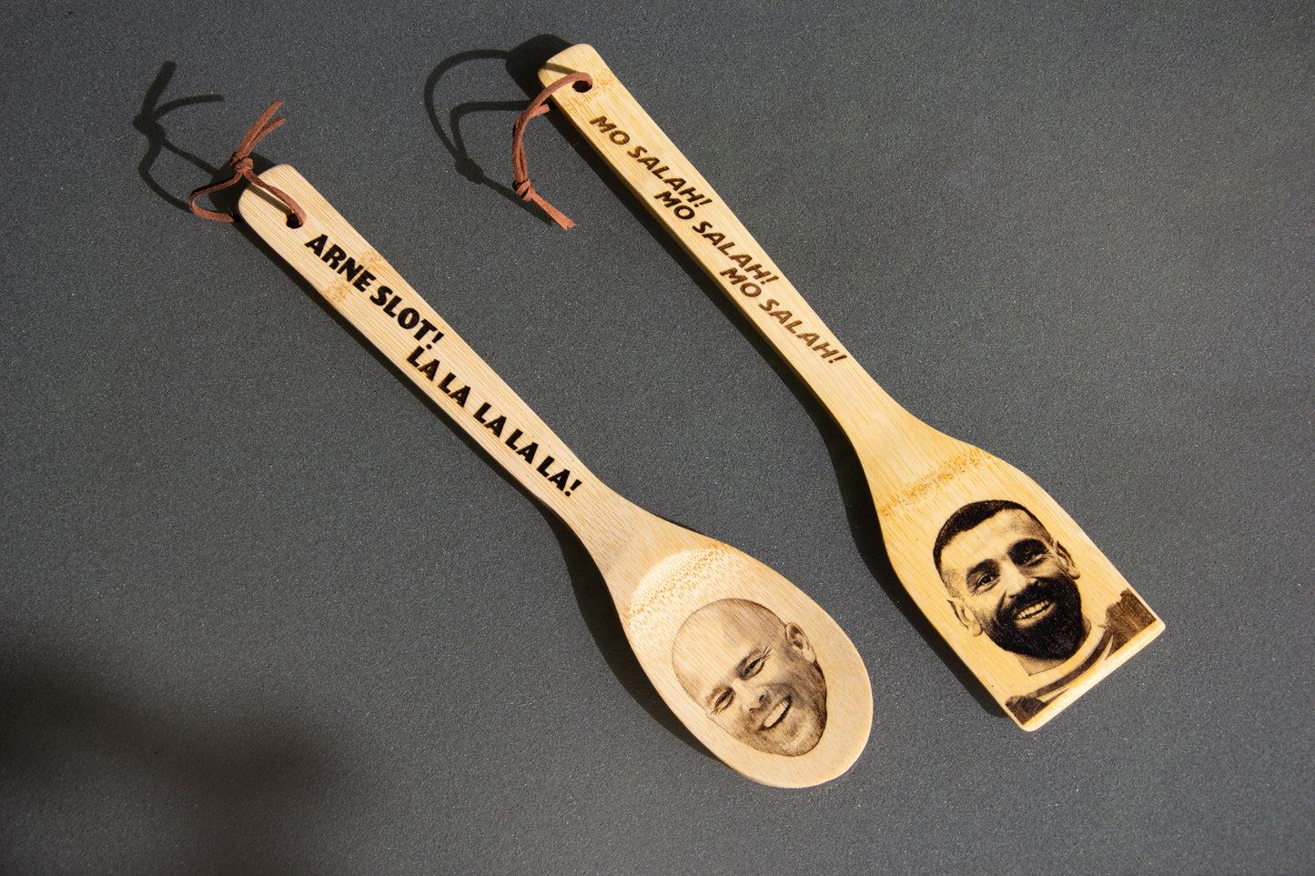 Mo Salah Kitchen Spatula - Running Down the Wing / Double sided laser engraving - Liverpool Football Father's Day LFC Fan Gift Egyptian King