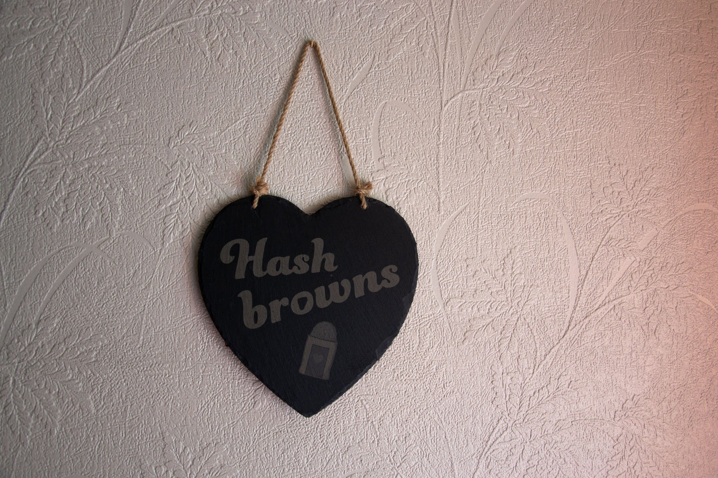 Hash Browns - Hanging Slate Heart Sign (24cm) // Chic House Decor Housewarming Restaurant White Girl Alternative Funny Meme Quirky Kitsch (Copy)