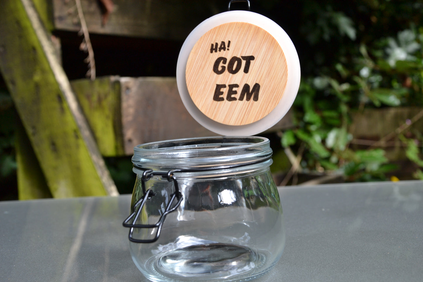 Deez Nuts - Glass Peanut Jar (Ha got eem) 500ml Kitchen Storage  // Meme Classic Internet Video Hip Hop Culture Snack Jar