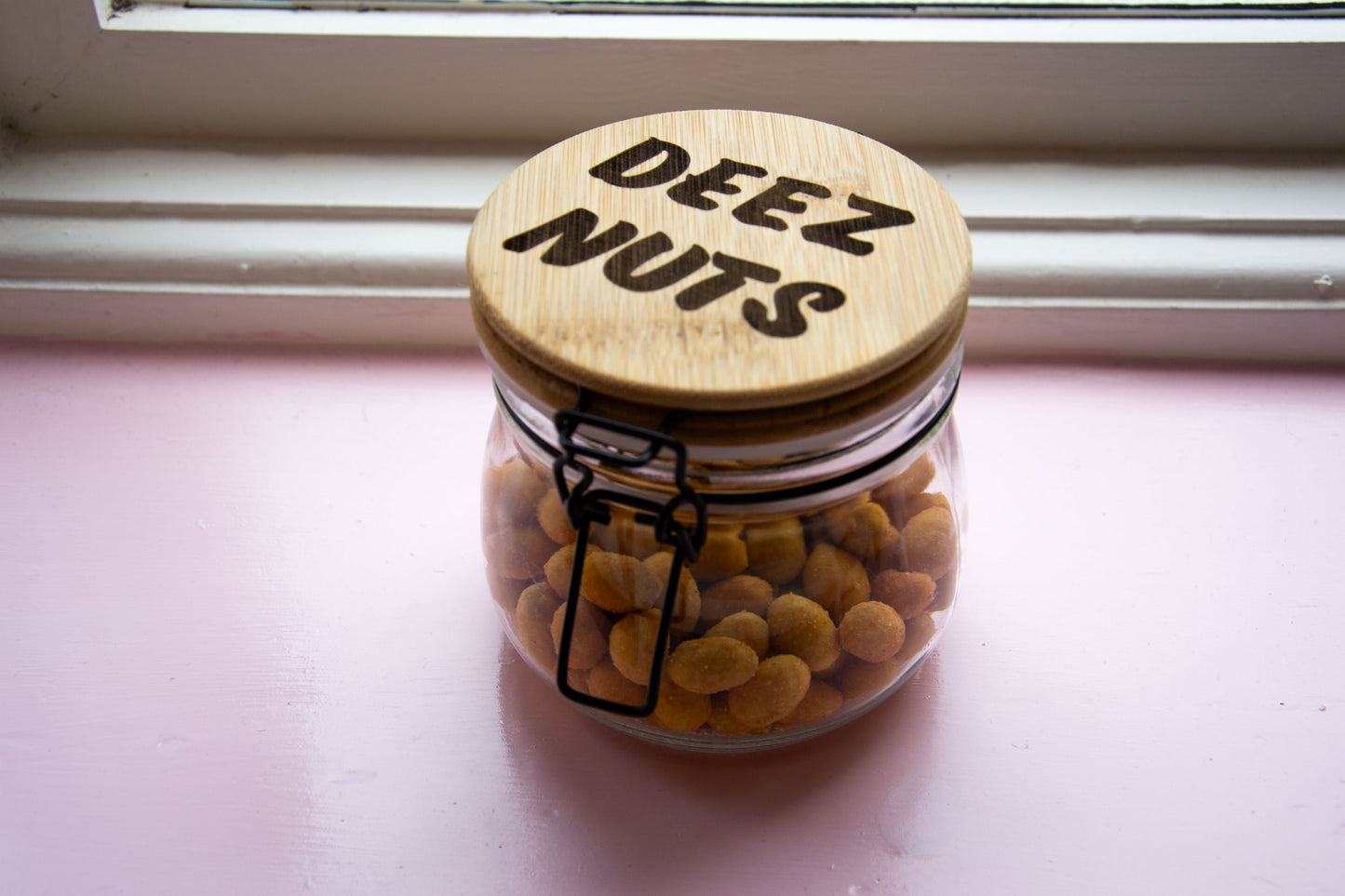 Deez Nuts - Glass Peanut Jar (Ha got eem) 500ml Kitchen Storage  // Meme Classic Internet Video Hip Hop Culture Snack Jar