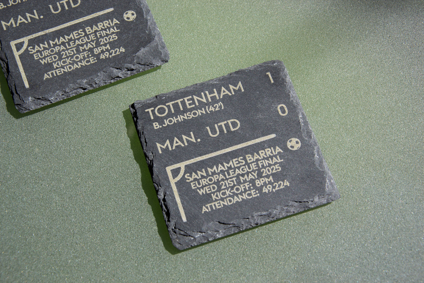 Tottenham 1 - 0 Man. Utd - Europa League Cup Final Slate Coaster // Score Memorabilia Historic COYS Spurs Hotspurs Father's Day Gift
