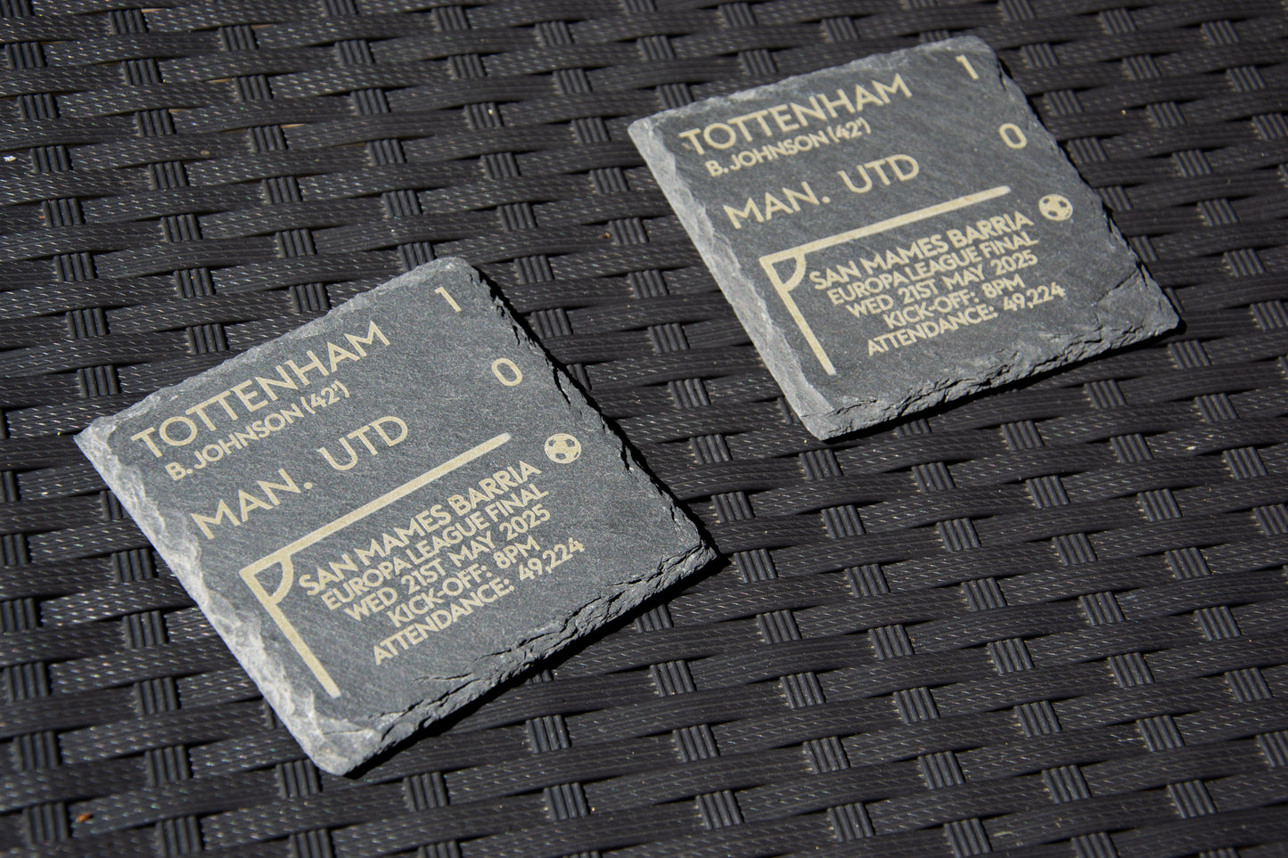 Tottenham 1 - 0 Man. Utd - Europa League Cup Final Slate Coaster // Score Memorabilia Historic COYS Spurs Hotspurs Father's Day Gift