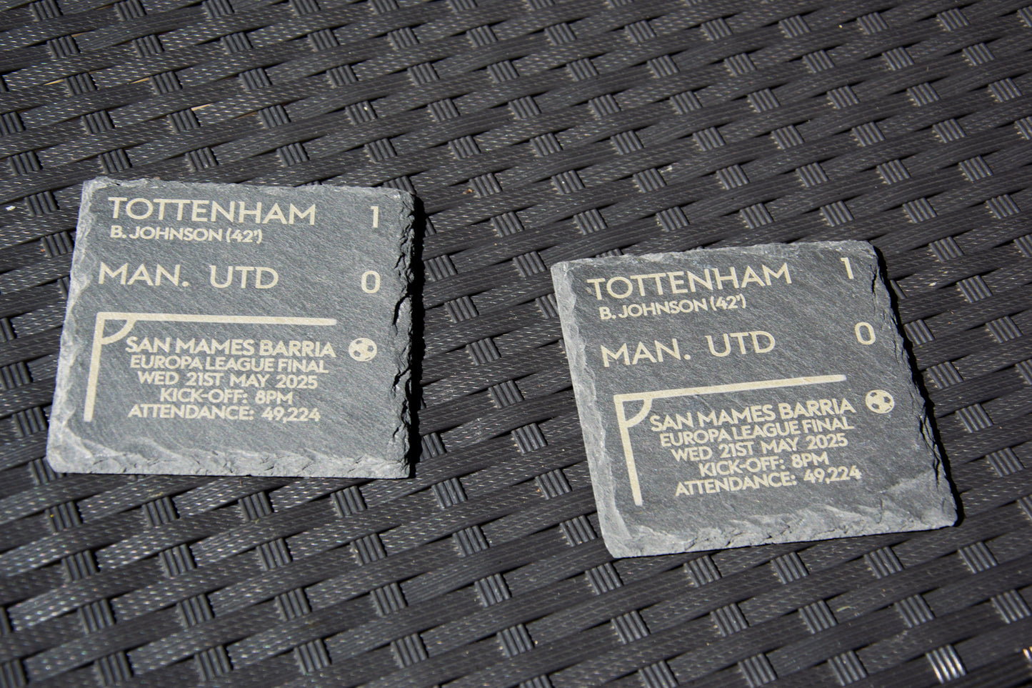 Tottenham 1 - 0 Man. Utd - Europa League Cup Final Slate Coaster // Score Memorabilia Historic COYS Spurs Hotspurs Father's Day Gift