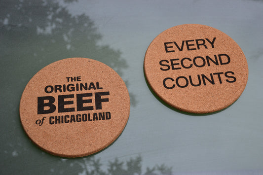 Every Second Counts + Original Beef of Chicagoland cork trivets placemats // Kitchen cork heat protection mat placemat The Bear inspired