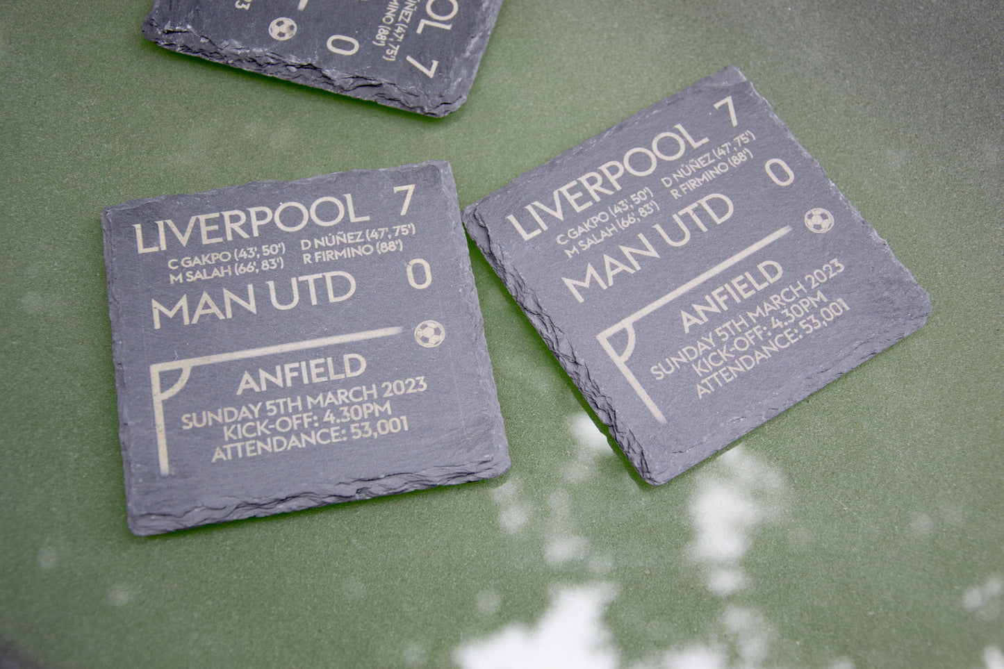 Liverpool 7 - 0 Manchester United - 2023 Premier League Game Slate Coaster // Anfield LFC YNWA Football Fans Gift Father's Day Utd Sunday 5th March