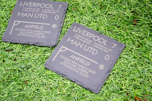 Liverpool 7 - 0 Manchester United - 2023 Premier League Game Slate Coaster // Anfield LFC YNWA Football Fans Gift Father's Day Utd Sunday 5th March