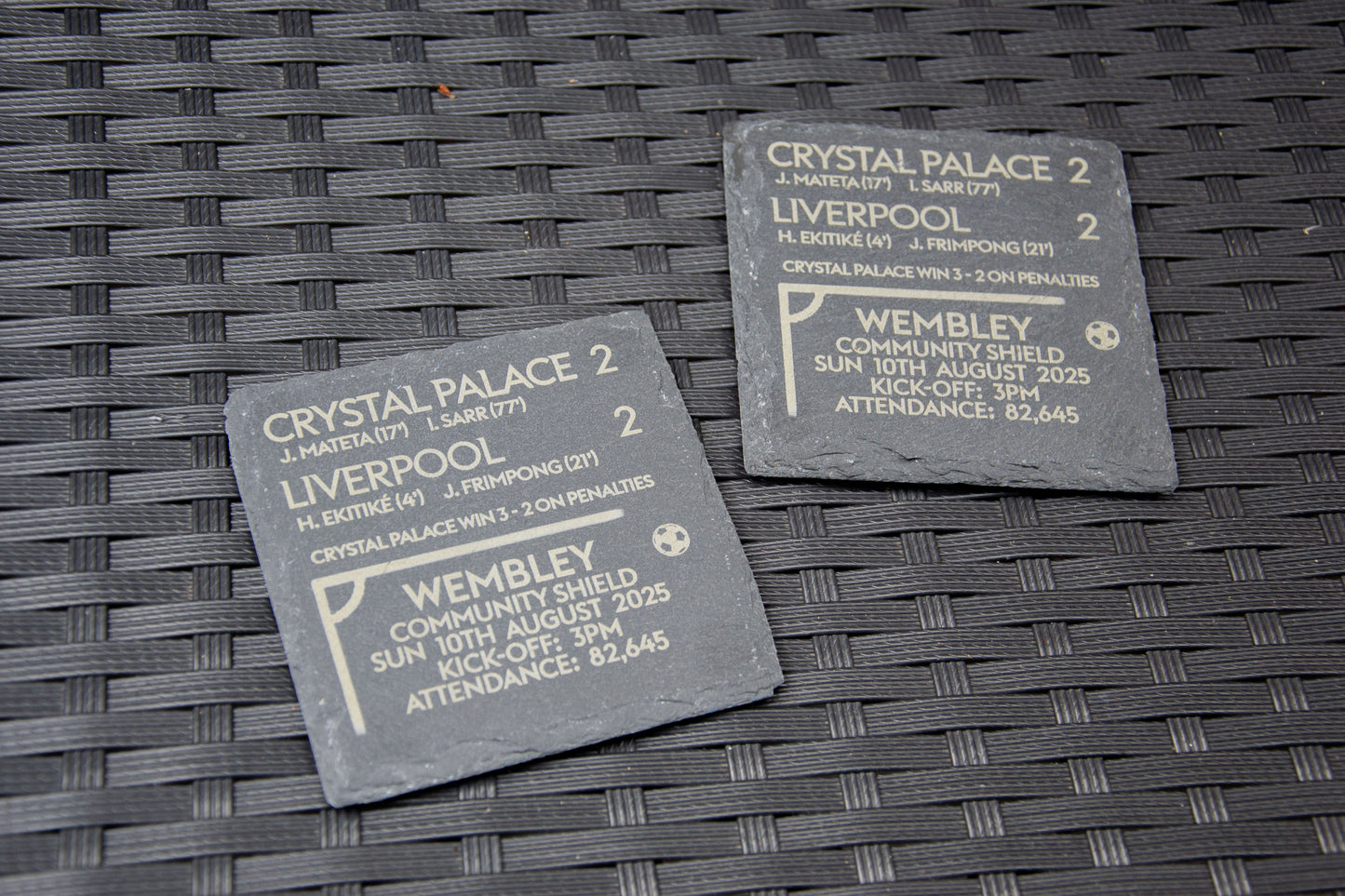 Crystal Palace 2 - 2 Liverpool - 2025 FA Community Shield Game Slate Coaster // Charity Shield Eagles Football Gift Wembley Premier League