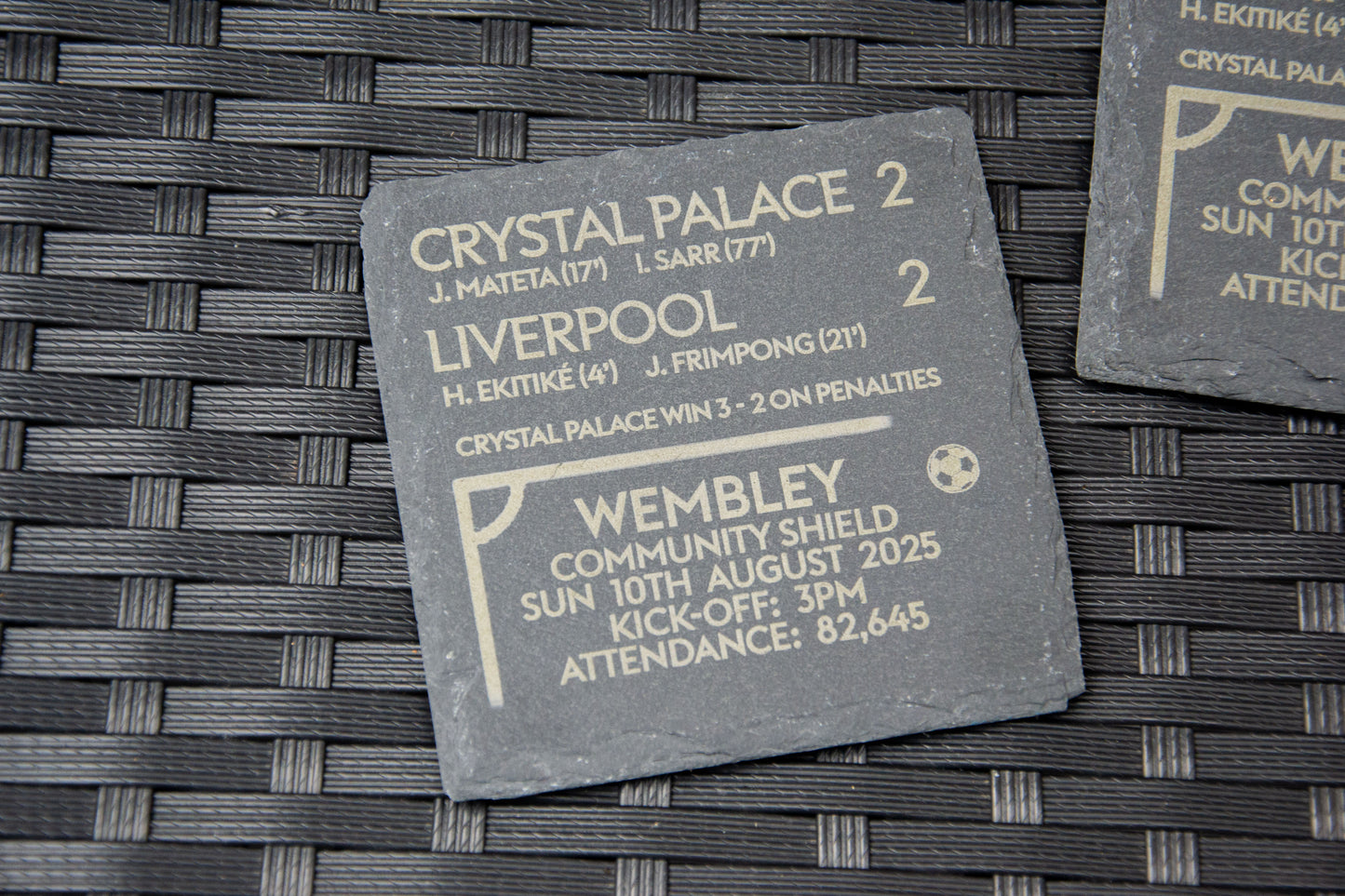 Crystal Palace 2 - 2 Liverpool - 2025 FA Community Shield Game Slate Coaster // Charity Shield Eagles Football Gift Wembley Premier League