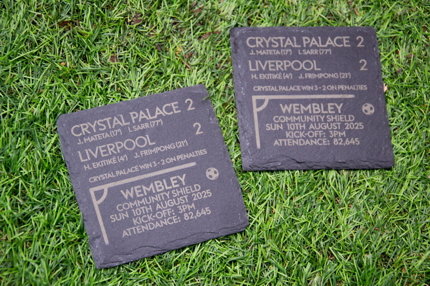 Crystal Palace 2 - 2 Liverpool - 2025 FA Community Shield Game Slate Coaster // Charity Shield Eagles Football Gift Wembley Premier League
